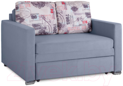 Диван KRONES Афродита выкатной 195x100 (велюр серый/рисунок)