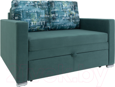 Диван KRONES Афродита выкатной 195x120 (велюр зеленый/рисунок)