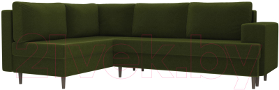 Диван угловой Лига Диванов Сильвана 198 левый (микровельвет зеленый)