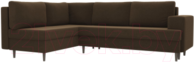Диван угловой Лига Диванов Сильвана 198 левый (микровельвет коричневый)