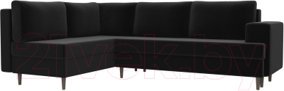 Диван угловой Лига Диванов Сильвана 198 левый (микровельвет черный)
