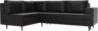 Диван угловой Лига Диванов Сильвана 198 левый (экокожа черный)