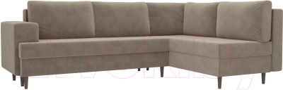 Диван угловой Лига Диванов Сильвана 198 правый (велюр MR бежевый)