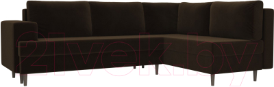 Диван угловой Лига Диванов Сильвана 198 правый (велюр MR коричневый)