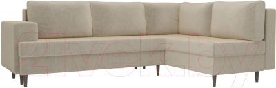 Диван угловой Лига Диванов Сильвана 198 правый (микровельвет бежевый)