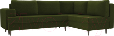 Диван угловой Лига Диванов Сильвана 198 правый (микровельвет зеленый)