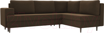 Диван угловой Лига Диванов Сильвана 198 правый (микровельвет коричневый)