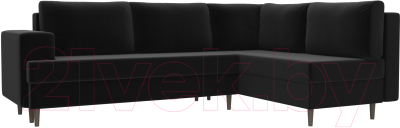 Диван угловой Лига Диванов Сильвана 198 правый (микровельвет черный)