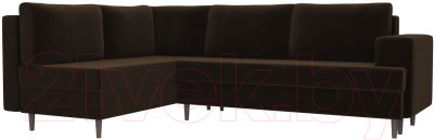 Диван угловой Лига Диванов Сильвана 198 левый (велюр MR коричневый)