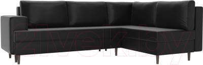 Диван угловой Лига Диванов Сильвана 198 правый (экокожа черный)