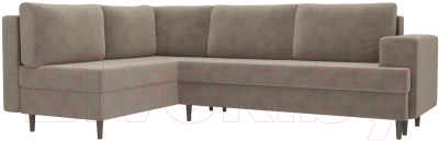Диван угловой Лига Диванов Сильвана 198 левый (велюр MR бежевый)