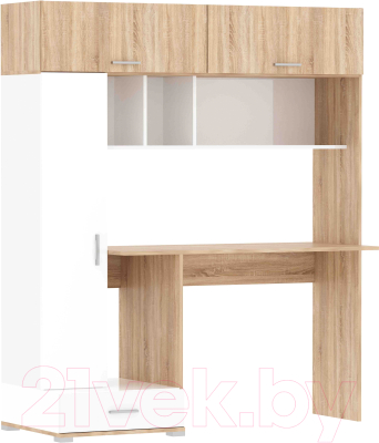 Компьютерный стол Памир ПКС-1 (дуб сонома/белый глянец)