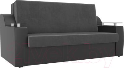 Диван Mebelico Сенатор 215 / 106435 (120, велюр серый/экокожа черный)