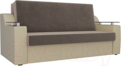 Диван Mebelico Сенатор 215 / 106457 (140, велюр коричневый/экокожа бежевый)