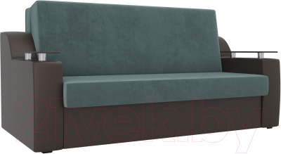 Диван Mebelico Сенатор 215 / 106477 (160, велюр бирюзовый/экокожа коричневый)