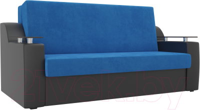 Диван Mebelico Сенатор 215 / 105475 (100, велюр голубой/экокожа черный)