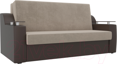 Диван Mebelico Сенатор 215 / 105473 (100, велюр бежевый/экокожа коричневый)