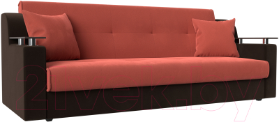 Диван Mebelico Сенатор 221 (микровельвет коралловый/коричневый)