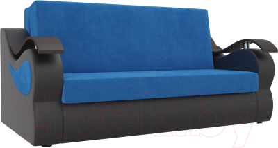Диван Mebelico Меркурий 222 / 106351 (120, велюр голубой/экокожа черный)
