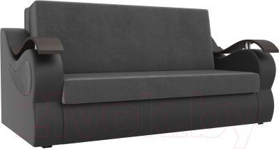 Диван Mebelico Меркурий 222 / 106354 (120, велюр серый/экокожа черный)