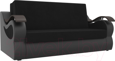 Диван Mebelico Меркурий 222 / 106356 (120, велюр черный/экокожа черный)