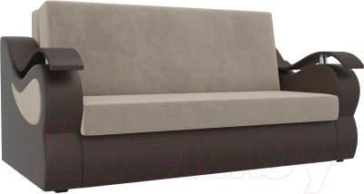 Диван Mebelico Меркурий 222 / 106374 (140, велюр бежевый/экокожа коричневый)