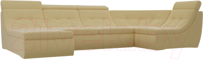 Диван П-образный Лига Диванов Холидей Люкс модульный 238 / 105587 (микровельвет желтый)