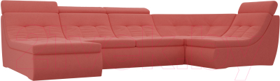 Диван П-образный Лига Диванов Холидей Люкс модульный 238 / 105589 (микровельвет коралловый)