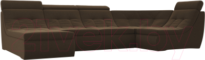 Диван П-образный Лига Диванов Холидей Люкс модульный 238 / 105590 (микровельвет коричневый)