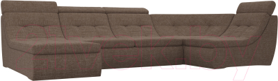Диван П-образный Лига Диванов Холидей Люкс модульный 238 / 105595 (рогожка коричневый)