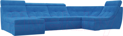 Диван П-образный Лига Диванов Холидей Люкс модульный 238 / 105580 (велюр голубой)