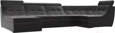 Диван П-образный Лига Диванов Холидей Люкс модульный 238 / 105600 (экокожа черный)