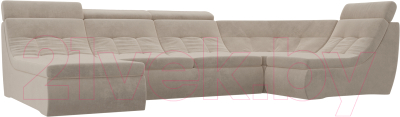 Диван П-образный Лига Диванов Холидей Люкс модульный 238 / 105578 (велюр бежевый)