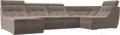 Диван П-образный Лига Диванов Холидей Люкс модульный 238 / 105582 (велюр коричневый)