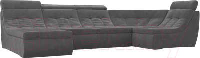 Диван П-образный Лига Диванов Холидей Люкс модульный 238 / 105583 (велюр серый)