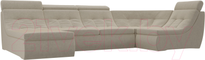 Диван П-образный Лига Диванов Холидей Люкс модульный 238 / 105586 (микровельвет бежевый)