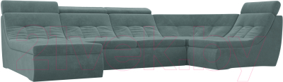 Диван П-образный Лига Диванов Холидей Люкс модульный 238 / 105579 (велюр бирюзовый)
