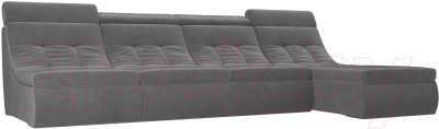 Диван угловой Лига Диванов Холидей Люкс модульный 239 / 105557 (велюр серый)