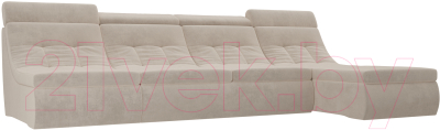 Диван угловой Лига Диванов Холидей Люкс модульный 239 / 105553 (велюр бежевый)