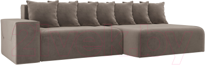 Диван угловой Mebelico Кёльн 242 правый / 105075 (велюр, коричневый)