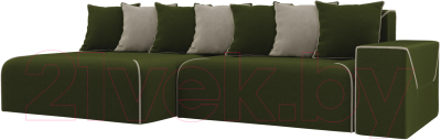 Диван угловой Mebelico Кёльн 242 левый / 105081 (микровельвет, зеленый)