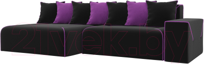 Диван угловой Mebelico Кёльн 242 левый / 105084 (микровельвет, черный)
