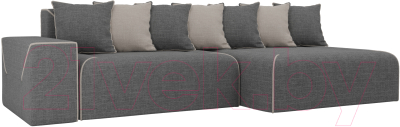 Диван угловой Mebelico Кёльн 242 правый / 105087 (рогожка серый/подушки бежевые)