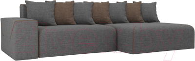 Диван угловой Mebelico Кёльн 242 правый / 105088 (рогожка серый/подушки коричневые)