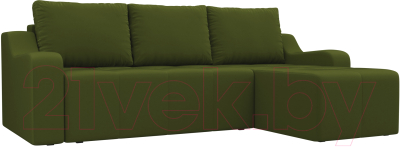 Диван угловой Лига Диванов Элида 242 правый / 108678 (микровельвет зеленый)