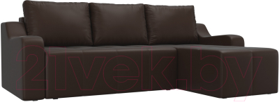 Диван угловой Лига Диванов Элида 242 правый / 108689 (экокожа коричневый)