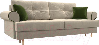 Диван Лига Диванов Сплин 243 / 101679 (микровельвет бежевый/зеленый)