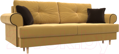 Диван Лига Диванов Сплин 243 / 109651 (микровельвет желтый/коричневый)