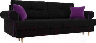 Диван Лига Диванов Сплин 243 / 101684 (микровельвет черный/фиолетовый)