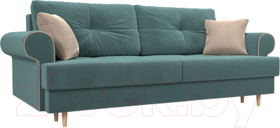 Диван Лига Диванов Сплин 243 / 101673 (велюр бирюзовый/бежевый)